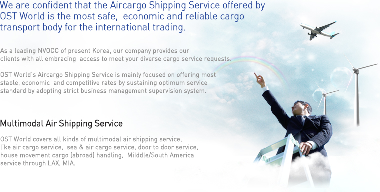 We are confident that the Aircargo Shipping Service offered by  
OST World is the most safe,  economic and reliable cargo 
transport body for the international trading.
 /></p>
                        <p class=